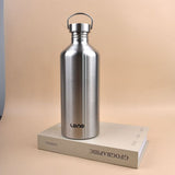 2L Large Capacity Outdoor Sports Adventure Water Bottle - Food-Grade 304 Stainless Steel with Portable Handle & 4.5cm Narrow Mouth, 2 Pack