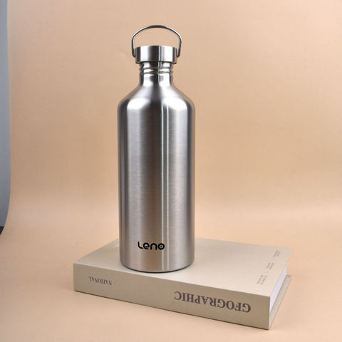 2L Large Capacity Outdoor Sports Adventure Water Bottle - Food-Grade 304 Stainless Steel with Portable Handle & 4.5cm Narrow Mouth, 2 Pack