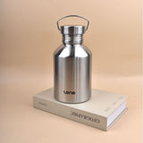 2L Large Capacity Outdoor Sports Adventure Water Bottle - Food-Grade 304 Stainless Steel with Portable Handle & 7cm Wide Mouth, 2 Pack