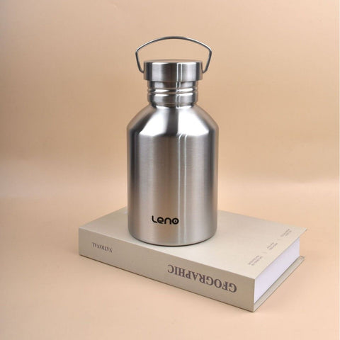 2L Large Capacity Outdoor Sports Adventure Water Bottle - Food-Grade 304 Stainless Steel with Portable Handle & 7cm Wide Mouth, 2 Pack