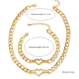 Stackable Gold-Plated Wings Heart Chokers Set - Trendy Tarnish Free Alloy Cuban Link Jewelry for Fashionable Women