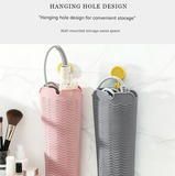 Black 2-in-1 Silicone Wave Anti-Scalding Mat & Pouch for Hair Tools (2-Pack) - Travel-Ready Heat-Resistant Hanging Storage Bag