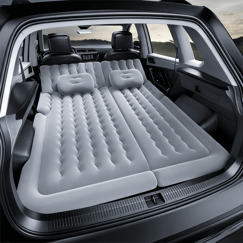 Darrahopens Auto Accessories > Auto Accessories Others > Automotive Decor Grey Multi-Chamber Car Inflatable Air Mattress with Electric Pump, Storage Bag & Pillows for Universal Trunk Sleeping and Camping (174 x 126 CM)