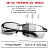 Darrahopens Fashion > Men's Fashion > Men's Accessories Black Photochromic HD Sunglass with Anti-Glare/Fatigue Polarization & Impact Resistant Alloy Frame for Day & Night Dual Use