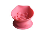 L Pink 2-Piece Elevated Silicone Pet Bowl Set - Slanted Neck Protection Cat Bowl with Anti-Slip Suction Base for Cats and Small Dogs
