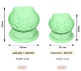 L Pink 2-Piece Elevated Silicone Pet Bowl Set - Slanted Neck Protection Cat Bowl with Anti-Slip Suction Base for Cats and Small Dogs