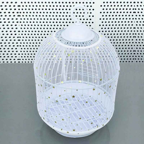 L White Star【Height 30, Circumference 220】 Large Bird Cage Seed Catcher Net Cover - Adjustable Mesh Guard Splash-Proof Dust Cover for Indoor Outdoor Cages
