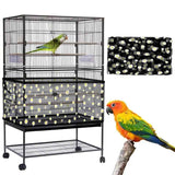 L Black Flower【Height 30, Circumference 220】 Large Bird Cage Seed Catcher Net Cover - Adjustable Mesh Guard Splash-Proof Dust Cover for Indoor Outdoor Cages