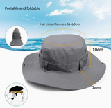 White Foldable Wide Brim Sun Hat Unisex Bucket Safari Cap Adjustable 56-60cm for Fishing Hiking Camping and Outdoor Travel