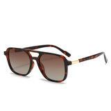 Hawksbill Turtle Retro Double Bridge Square Frame Polarized Sunglasses - Driving Sun Protection Eyewear