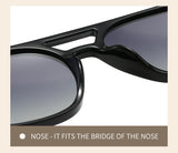 Hawksbill Turtle Retro Double Bridge Square Frame Polarized Sunglasses - Driving Sun Protection Eyewear