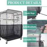 L White【Height 30, Circumference 220】 Large Bird Cage Seed Catcher Net Cover - Adjustable Mesh Guard Splash-Proof Dust Cover for Indoor Outdoor Cages