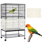 XXL White【Height 40, Circumference 220】 Large Bird Cage Seed Catcher Net Cover - Adjustable Mesh Guard Splash-Proof Dust Cover for Indoor Outdoor Cages