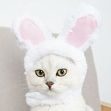 2 Pcs (White and Pink) Adorable Bunny Ears Cat Hat – Soft Plush Pet Costume Headband for Cats