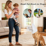 Size S White Mesh Net Hood for Dogs – Protective Face Cover Against Insects, Debris, and Oral Ingestion