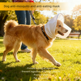 Size L White Mesh Net Hood for Dogs – Protective Face Cover Against Insects, Debris, and Oral Ingestion