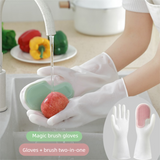 3 Pairs of Pink Brush Gloves Integrated Brush Glove – Multifunctional Cleaning Glove for Kitchen, Dishwashing & Household Tasks