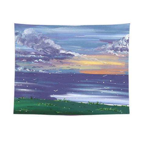 Sunset over a meadow Wall Tapestry 200x150cm - Soft Plush Fabric Hanging for Bedroom, Living Room, Dorm Decor - Includes Mounting Kit for Easy Installation