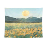 Sun and Flower Motifs Wall Tapestry 200x150cm - Soft Plush Fabric Hanging for Bedroom, Living Room, Dorm Decor - Includes Mounting Kit for Easy Installation