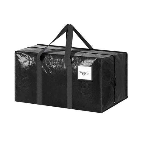 1 Pack Extra Heavy Duty Large Moving Bags with Strong Zipper & Comfortable Handles, Sturdy & Durable Clothes Storage Bags Totes Bins,  Packing Moving Boxes for Clothes, Bedding, Dorm & Travel, Black