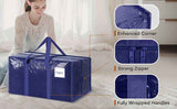 2 Pack Extra Heavy Duty Large Moving Bags with Strong Zipper & Comfortable Handles, Sturdy & Durable Clothes Storage Bags Totes Bins,  Packing Moving Boxes for Clothes, Bedding, Dorm & Travel, Black