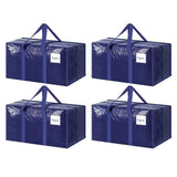4 Pack Extra Heavy Duty Large Moving Bags with Strong Zipper & Comfortable Handles, Sturdy & Durable Clothes Storage Bags Totes Bins,  Packing Moving Boxes for Clothes, Bedding, Dorm & Travel, Dark Blue