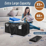 4 Pack Extra Heavy Duty Large Moving Bags with Strong Zipper & Comfortable Handles, Sturdy & Durable Clothes Storage Bags Totes Bins,  Packing Moving Boxes for Clothes, Bedding, Dorm & Travel, Black