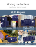 4 Pack ( 2 Dark Blue+2 Black ) Extra Heavy Duty Large Moving Bags with Strong Zipper & Comfortable Handles, Sturdy & Durable Clothes Storage Bags Totes Bins,  Packing Moving Boxes for Clothes, Bedding, Dorm & Travel,