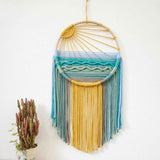 Style 1 Hand-Woven Cotton Rope Sunrise Sunset Wall Hanging - Bohemian Macrame Tapestry with Tassels, 60x30cm - Perfect for Living Room, Bedroom