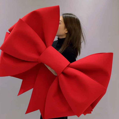 Red EVA Bow Decoration DIY Kit - 75cm x 100cm DIY Party & Event Backdrop Bow for Valentine's Day, Christmas, Birthday, Wedding, Shop Display