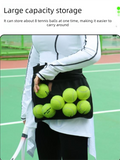 Black Mesh Ball Waist Bag - Large Capacity Portable Pickleball & Tennis Ball Carrier with Adjustable Belt & Inner Pocket - Lightweight Sports Storage Pouch for Training & Outdoor Play