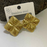 Combination A 18K Gold-Plated Stainless Steel Earring Set - 3 Pairs Minimalist Geometric Studs for Women with Gift Box Packaging