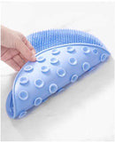 Blue 3-piece set  (2-Pack Silicone Foot & Back Scrubber Mat with Suction Cups + 1 Premium Lace Bath Loofah Sponge Set) - Non-Slip Foot Massager & Exfoliating Shower Set
