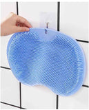 Blue 3-piece set  (2-Pack Silicone Foot & Back Scrubber Mat with Suction Cups + 1 Premium Lace Bath Loofah Sponge Set) - Non-Slip Foot Massager & Exfoliating Shower Set