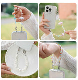 YKA-9 Trendy Double-Clasp Beaded Phone Wrist Strap - Colorful Acrylic & Metal Anti-Loss Lanyard with Spacer Gift