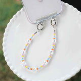 YKA-10 Trendy Double-Clasp Beaded Phone Wrist Strap - Colorful Acrylic & Metal Anti-Loss Lanyard with Spacer Gift