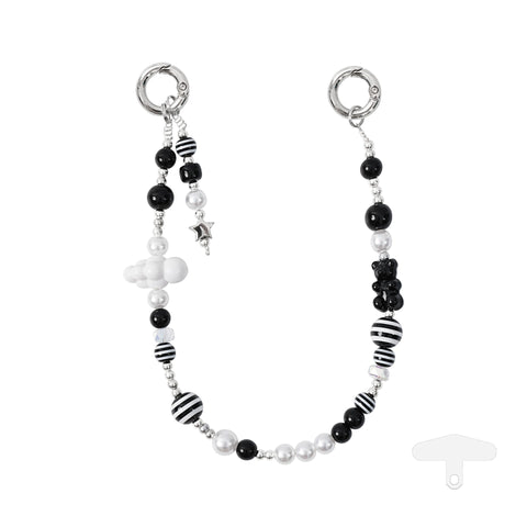 YKA-14 Trendy Double-Clasp Beaded Phone Wrist Strap - Colorful Acrylic & Metal Anti-Loss Lanyard with Spacer Gift