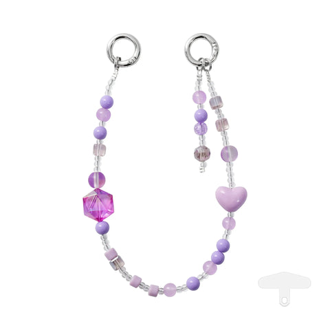 PFSKA17 Trendy Double-Clasp Beaded Phone Wrist Strap - Colorful Acrylic & Metal Anti-Loss Lanyard with Spacer Gift