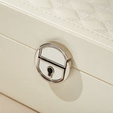 White Large PU Leather Jewelry Box with Mirror & Lock - Velvet Lined Organizer for Rings, Necklaces & Watches