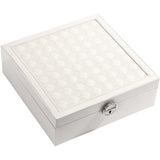 White Large PU Leather Jewelry Box with Mirror & Lock - Velvet Lined Organizer for Rings, Necklaces & Watches