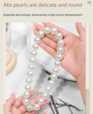 3 Pairs Magnetic Pearl Curtain Tiebacks（40cm） - No-Drill ABS Bead Holdback with Rhinestone Clasp