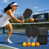 Grey T700 Carbon Fiber Pickleball Paddle Set - 16mm Textured Matte Finish with Oxford Carry Bag & PE Balls