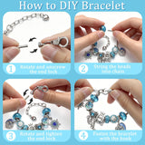 Purple Kids DIY Bead Jewelry Making Kit - 68 Pcs Alloy & Plastic Charm Bracelet & Necklace Set with Storage Box, Creative Birthday Gift for Girls