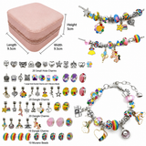 Green Kids DIY Bead Jewelry Making Kit - 68 Pcs Alloy & Plastic Charm Bracelet & Necklace Set with Storage Box, Creative Birthday Gift for Girls