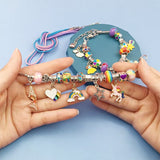 Green Kids DIY Bead Jewelry Making Kit - 68 Pcs Alloy & Plastic Charm Bracelet & Necklace Set with Storage Box, Creative Birthday Gift for Girls