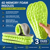 3 Pairs Green and Grey 4D Cloud Insoles for Men and Women Insoles Super Soft Anti-Fatigue, Shock Absorption, Relieve Foot Pain  (AU 18–19)