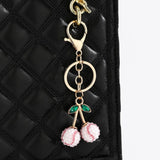 2 Pcs White baseball shape Creative Sports Ball Cherry Keychain – Cute Resin Charm for Car Keys, Bags & Backpacks