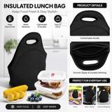 Black Reusable Neoprene Insulated Lunch Bag – Waterproof Thermal Tote for Work, School & Picnics (30x17x30cm) In Australia - Darrahopens