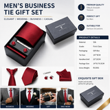 Red Premium Men's 4-Piece Formal Tie Set -  Necktie, Pocket Square, Cufflinks, and Tie Clip in a Luxury Gift Box In Australia - Darrahopens