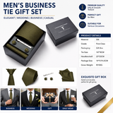 HB378 Dark Green Premium Men's 4-Piece Formal Tie Set -  Necktie, Pocket Square, Cufflinks, and Tie Clip in a Luxury Gift Box In Australia - Darrahopens